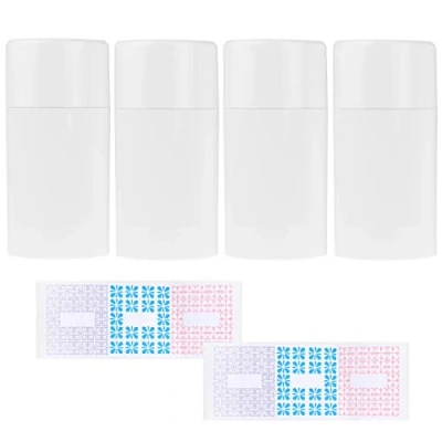 Imagen de Contenedores de Desodorante Vacíos con Tapa Kare &amp; Kind (Paquete 4) 75ml Llenado Desde Arriba Mecanismo Giro 10 Etiquetas Tubos Cosméticos Rellenables para Bálsamo Labial, Fragan