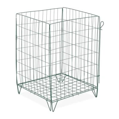 Imagen de Relaxdays Metal Compost Bin Compostador de Alambre con Patas, Compostera Hojas, Jaula Compostaje Base Alta, 68x46x46cm, Acero, Verde, 68 x 46 cm