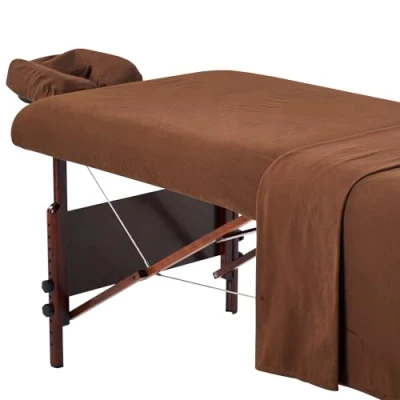 Imagen de Master masaje Franela Juego de 3 paños tensores para cama algodón, color marrón
