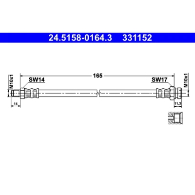 Imagen de ATE 24.5158 0164.3 Latiguillos de Freno 165 M10x1 MITSUBISHI: Pajero 2, Sport 1 SUV