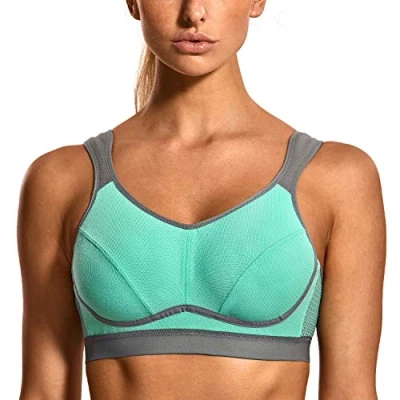Imagen de SYROKAN Sujetador Deportivo Alto Impacto Comodidades sin Relleno Aros para Mujer Verde Pizarra 90C