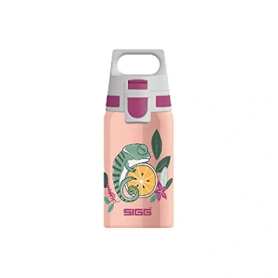 Imagen de SIGG Shield One Flora Cantimplora infantil (0.5 L), botella de acero inoxidable con tapón hermético, para niños usar una mano