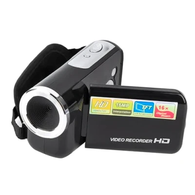 Imagen de Videocámara, 16X HD1080 * 720 2 Pulgadas TFT LCD Sceen Cámara de Video Digital La videocámara admite fotografía y para Ciclismo, Escalada Carrera cumpleaños(Negro)