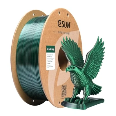 Imagen de eSUN Filamento PLA Doble Color Seda 1.75mm, Sedoso Coextrusión Mágico Cambio de Gradiente, Carrete 1KG (2.2 LBS) para Impresoras 3D, Negro Verde