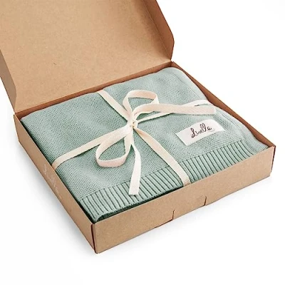 Imagen de Livella Manta para bebés 100% algodón orgánico, de Punto Primera Calidad, Suave y Transpirable, Ideal la Delicada Piel del bebé, con certificación Oeko Tex 100 Gots