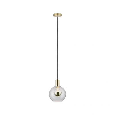 Imagen de Paulmann 79725 Luminaria colgante Neordic Esben máx. 1x20 W, para E27, lámpara de techo, claro/latón mateado 230 V cristal/metal, sin fuente luz