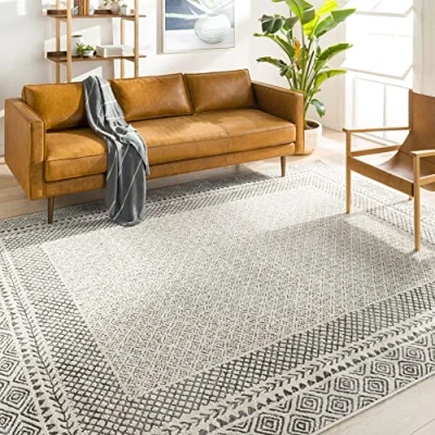 Imagen de Surya Alfombra Geométrica Monaco Alfombras Salon Modernas, Comedor, Habitación Abstractas Estilo Bohemio, Fácil de Cuidar Grande 120x170cm, Beige y Carbón