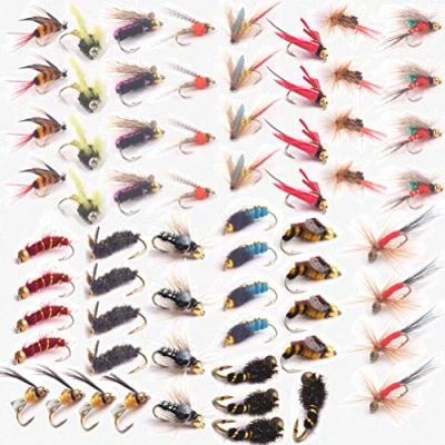 Imagen de JasCherry Moscas de Pesca Artificiales Señuelos con Mosca Caja Impermeable, Perca Trucha Bacalao Accesorios