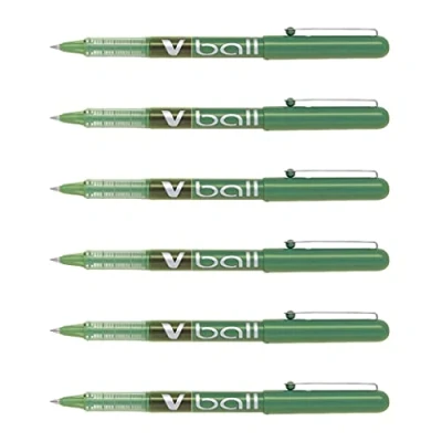 Imagen de Pilot Lote de 6 bolígrafos roller VBall VB 5 punta Metal 0,5 mm trazo 0,3 verde