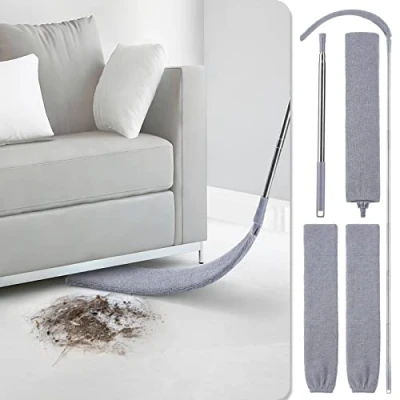 Imagen de Limpiador de polvo retráctil, con dos fundas microfibra, para debajo del sofá, armarios, cama, el hogar