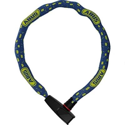 Imagen de ABUS Antirrobo de Cadena Catena 6806K bicicleta ligero acero endurecido con tubo textil moda cuadrada nivel seguridad 6 85 cm Azul dibujo máscara