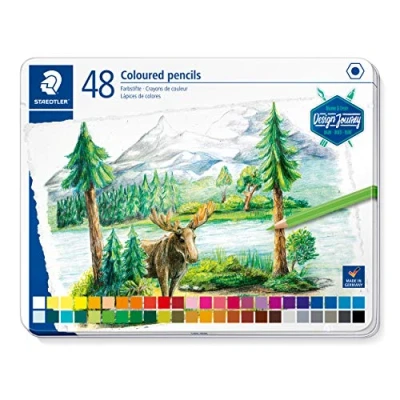 Imagen de STAEDTLER 146C M48 DESIGN JOURNEY lápices de Colores con mina blanda, alta pigmentación, forma hexagonal clásica, Estuche metálico 48 en intensos. surtidos.