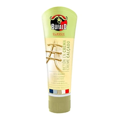 Imagen de Búfalo Classic Betún en Crema para Zapatos, Cuidado del Calzado, Color Neutro que Nutre, Protege y da Brillo, Óptimo Pieles Lisas Tubo de 50ml