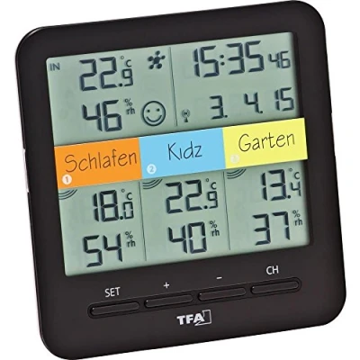 Imagen de TFA Radio Termo Higrómetro KLIMAHOME,30.3060 Control del Clima (negro)