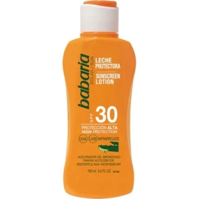 Imagen de Babaria Leche Protector Solar Aloe Spf30, Sin crueldad anima, para tono de piel medio, 100 Millilitros