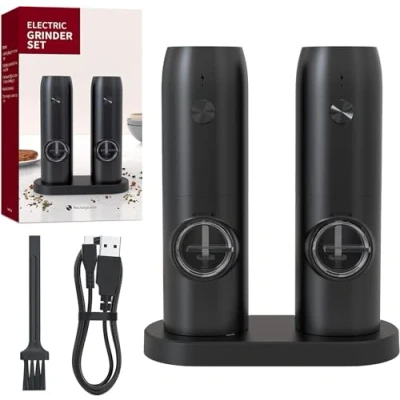 Imagen de PotentForce USB Molinillo pimienta electrico,Juegos de molinillos sal y pimienta,Molinillos Espesor ajustable,Pimentero electrico/Pimentero molinillo/Molinillos especias eléctricos.