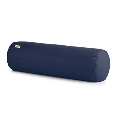 Imagen de basaho Bolster Yoga Algodón Orgánico Cáscara de Trigo Sarraceno Funda Extraíble Lavable (Azul Medianoche)