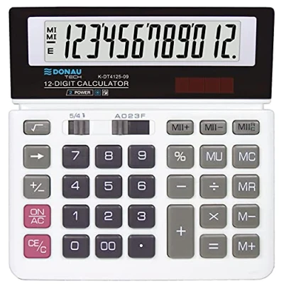 Imagen de DONAU TECH/K DT4125 09 Calculadora de Mesa (12 dígitos, función raíz, 156 x 152 28 mm), Color Blanco