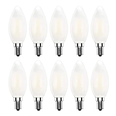 Imagen de WULUN C35 4W LED E14 Bombilla Luz, 40W incandescente equivalente, Blanco Frío 6500K, Vidrio escarchado, Edison Vintage Vela Lámpara, No regulable, Pack de 10