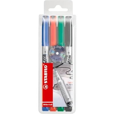 Imagen de Marcador permanente STABILO Write 4 all Pack con colores Punta fina