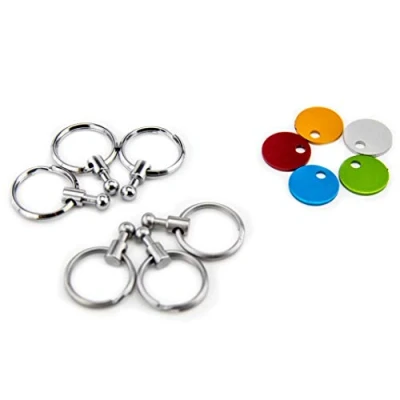 Imagen de TROIKA Patente KYR60/MC Llavero Incluye mosquetón 6 Anillos Intercambiables Metal/Latón Mate Cromado Plata Original, Multicolor, 1 cm,