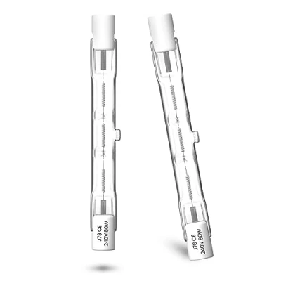 Imagen de Luxvista R7S Bombillas Halógenas 78mm 80W Regulables Lineales Blanco Cálido 2800K, 1390LM, Barra Halógena J78 Tipo Base de Doble, para Iluminación Jardines Paisajísticos (Paquete 2)
