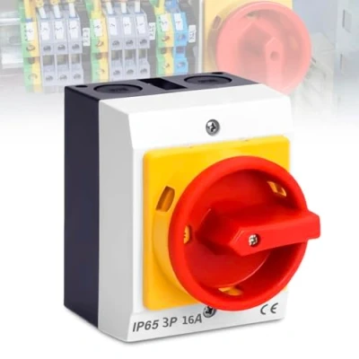Imagen de interruptor principal 16 A 3 polos, giratorio con carcasa de plástico, IP65, separación carga, para conectar y desconectar circuitos pequeños (16 3P)