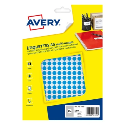 Imagen de AVERY Estuche de 2940 pastillas azules autoadhesivas, diámetro 8 mm