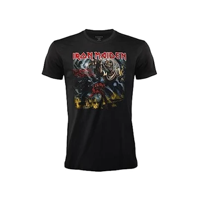 Imagen de Camiseta Iron Maiden Number of The Beast. Oficial Rock Negra. Banda de Metal Pesado. Algodón. Unisex. Adulto Niño. (M)