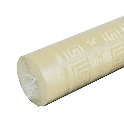 Imagen de Pro Nappe Ref R485024I Mantel de Papel Damasco desechable en Rollo 50 M Largo X 1,20 Ancho Color Marfil con Estampado Universal Chic y clásico