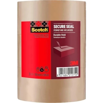 Imagen de Scotch Cinta Adhesiva de Embalaje Marrón, 3 Rollos Embalar, 50 mm x 66 m Calidad para Cerrar Cajas, Cartones y Paquetes