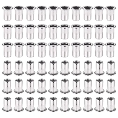 Imagen de Hejo 60 Piezas Tuercas Remachables M6, de Cabeza Plana Acero inoxidable 304, Inserto Roscado, Tuerca Roscada para Remaches Roscados, Remachadora