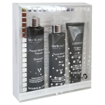 Imagen de abril et nature Set de Cuidado Capilar Profesional Reparador Molecular Therapy Pack Champú, Mascarilla y Sérum para Cabellos Dañados, Castigados o Envejecidos Restaura Repara 550 ml