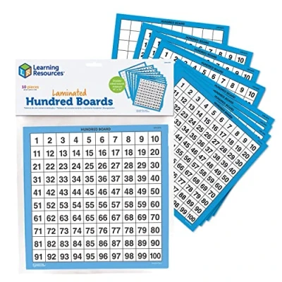 Imagen de Learning Resources Tableros de cien números escribir y borrar (set 10)