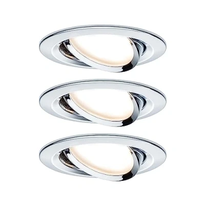 Imagen de Paulmann 93880 Luminaria empotrable LED, Coin, foco plano Slim, proyector de techo redondo 3x6,8 W, cromo, regulable y orientable, IP23 resistente a agua pulverizada