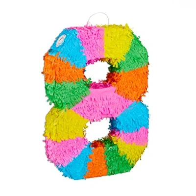 Imagen de Relaxdays Piñata Cumpleaños Número 8 sin Relleno, Papel, Multicolor, 50,5 x 35,5 7,5 cm, Color 5 (10025189_910)