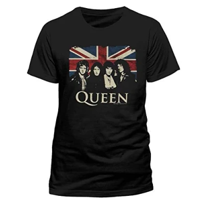 Imagen de Queen Camiseta para hombre, diseño de bandera Reino Unido, color Negro L