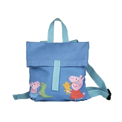Imagen de PEPPA PIG PETIT DÍA Mochila para niños (24 meses, algodón, apertura ancha, correas ajustables, etiqueta con nombre azul, 30 x 28 cm, 8,4 L), talla única, Clásico