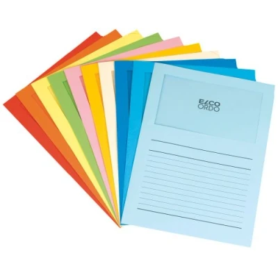 Imagen de Ordo &quot;Classico&quot; Subcarpetas de papel con ventana 10 x colores variados caja 100