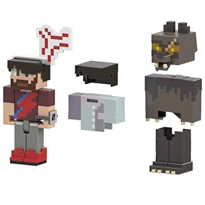 Imagen de Mattel Minecraft Creator Series Rugarou y Vena de la ira Pack 2 figuras acción con accesorios, juguete +6 años (HNW10)