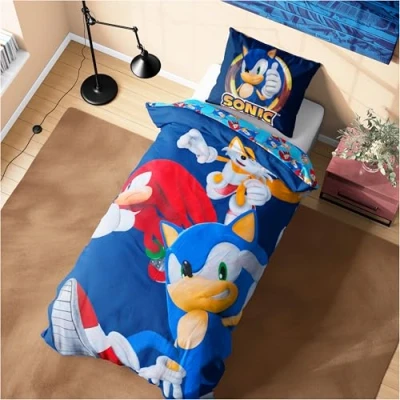 Imagen de SONIC THE HEDGEHOG Juegos de Fundas Nórdicas, Pack con Funda Edredon Niño y Almohadas Talla Única