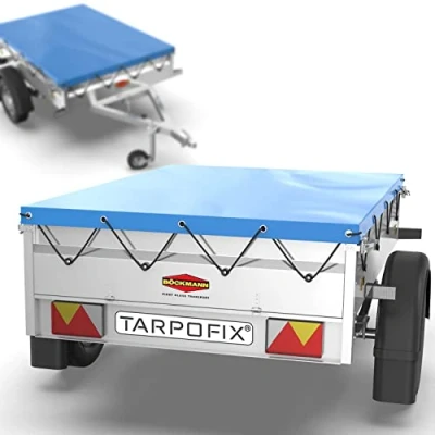 Imagen de Tarpofix® Lona para remolque plana 140x115x8cm incl. cuerda de con bordes reforzados, PVC Cubierta ideal varios modelos remolques automóviles 350kg 500kg FP DDR