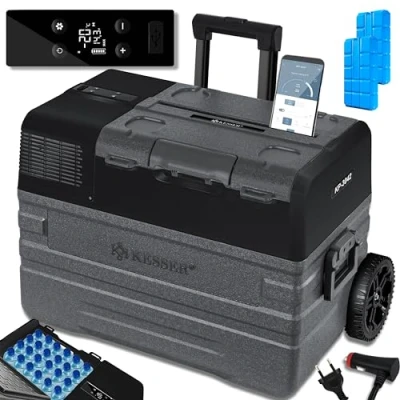 Imagen de KESSER® Nevera eléctrica portátil de compresor 42 litros, congelador con Control App, conexión USB 12/24 V 230 V, + Ruedas Varilla telescópica, refrigerador hasta 20 C, Antracita