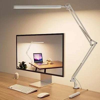 Imagen de SKYLEO Lampara Escritorio LED 80cm Flexo 5 Modos X 11 Brillo 1300LM Temporizador y Función de Memoria 12W Luz Blanco