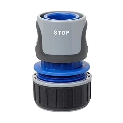 Imagen de TATAY Conector Rápido STOP Premium para Mangueras de 3/4 pulgadas 19mm, a Racor Universal, Fácil Instalación, Protección Solar, Gris Negro