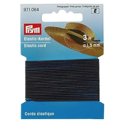 Imagen de Prym Cuerda elástica, 55% ED 45% PES, Negro, Ø 1,5 mm 3 m,