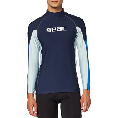 Imagen de SEAC RAA Long EVO Camiseta para Snorkeling y Natación con Protección UV, Hombre, Azul Claro, M