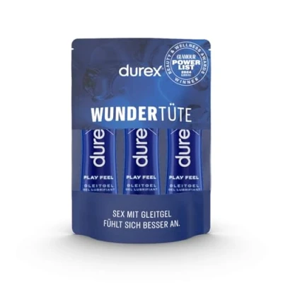 Imagen de Durex Play Feel lubricante a base de agua ligero y sedoso para una sensación sensorial 3 x 50 ml en la práctica botella dosificadora