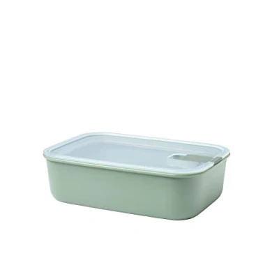 Imagen de Mepal Caja de comida fresca EasyClip almacenamiento con tapa y cierre clic Apto para el microondas, horno congelador Hermético a prueba derrames 1500 ml Nordic sage
