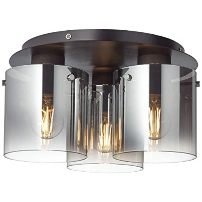 Imagen de Brilliant lámpara Beth Plafón 35cm negro / vidrio ahumado 3 lámparas normales A60, E27, 60W, gf no especificadas Apto para LED Regulable cuando se usan adecuadas